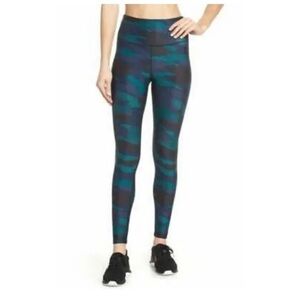 Soul By SoulCycle Podium Camo Print Leggings Green Blue High Waist XS RARE